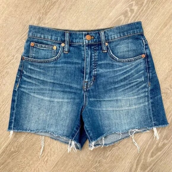 Madewell Cutoff Edition High-Rise Frayed Denim Jean Shorts Glenoaks Wash - Picture 2 of 10